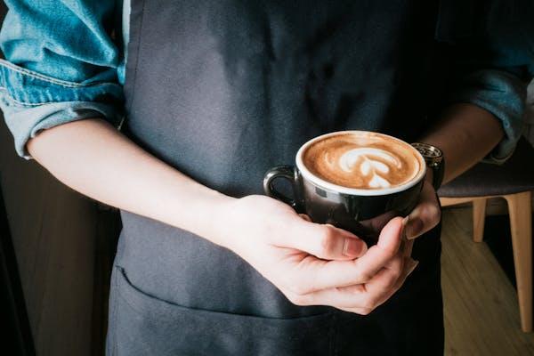 Espresso machine in action